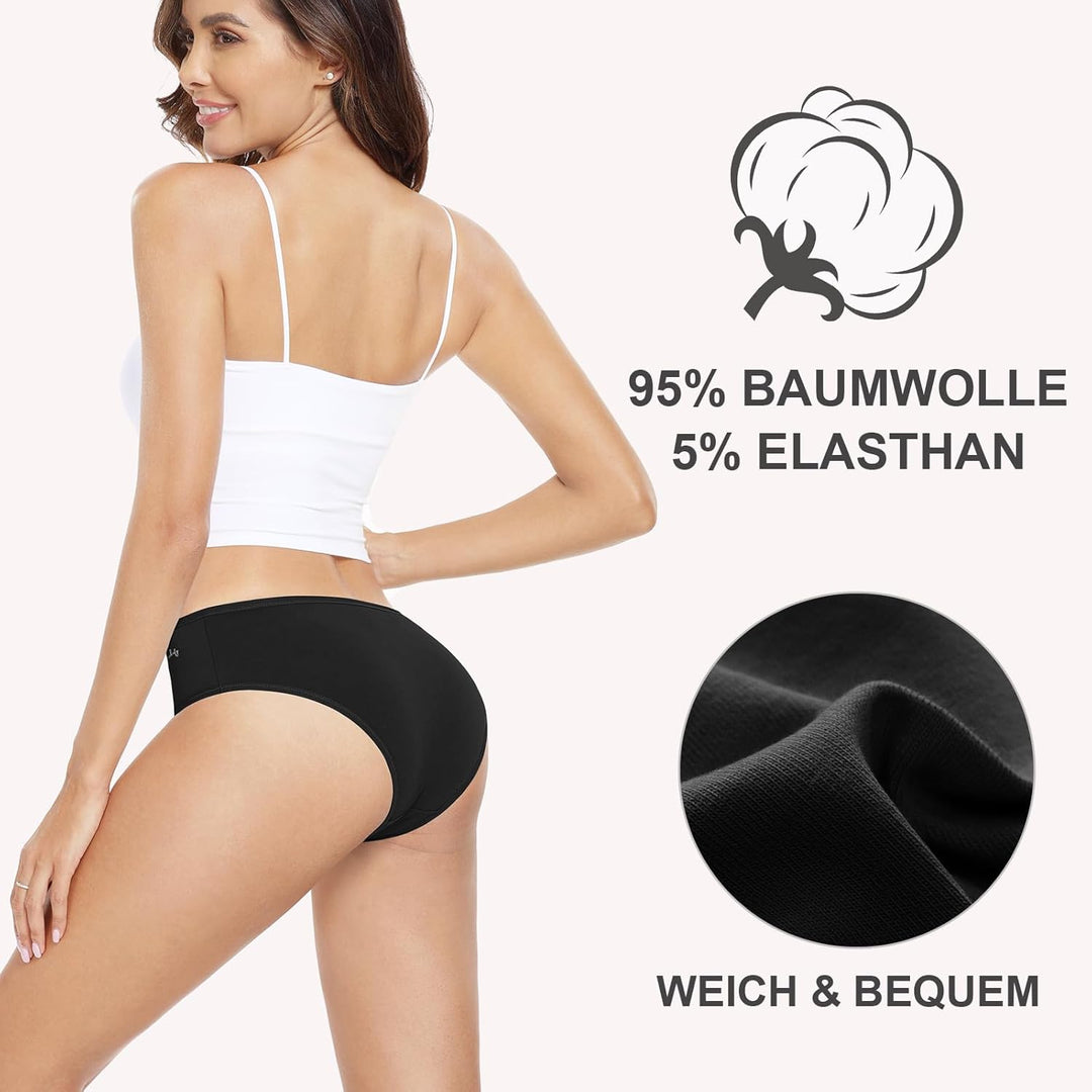 anqier Unterhosen Damen, 6er Pack Baumwolle Panties Atmungsaktiv Slips Damen Bequeme Hipster Frauen