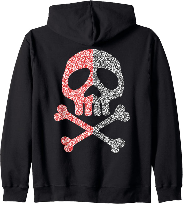 Totenschädel, Anarchie, Schwarz Rot, Pirat, Rebel, Punk Kapuzenjacke