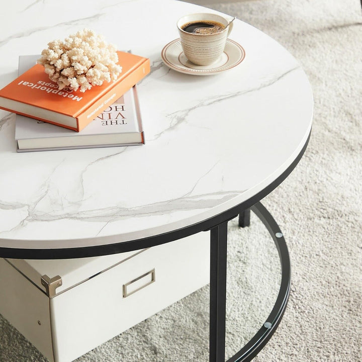 VASAGLE Couchtisch, Wohnzimmertisch, Sofatisch, für Wohnzimmer, mit Glasplatte, viel Stauraum, einfa