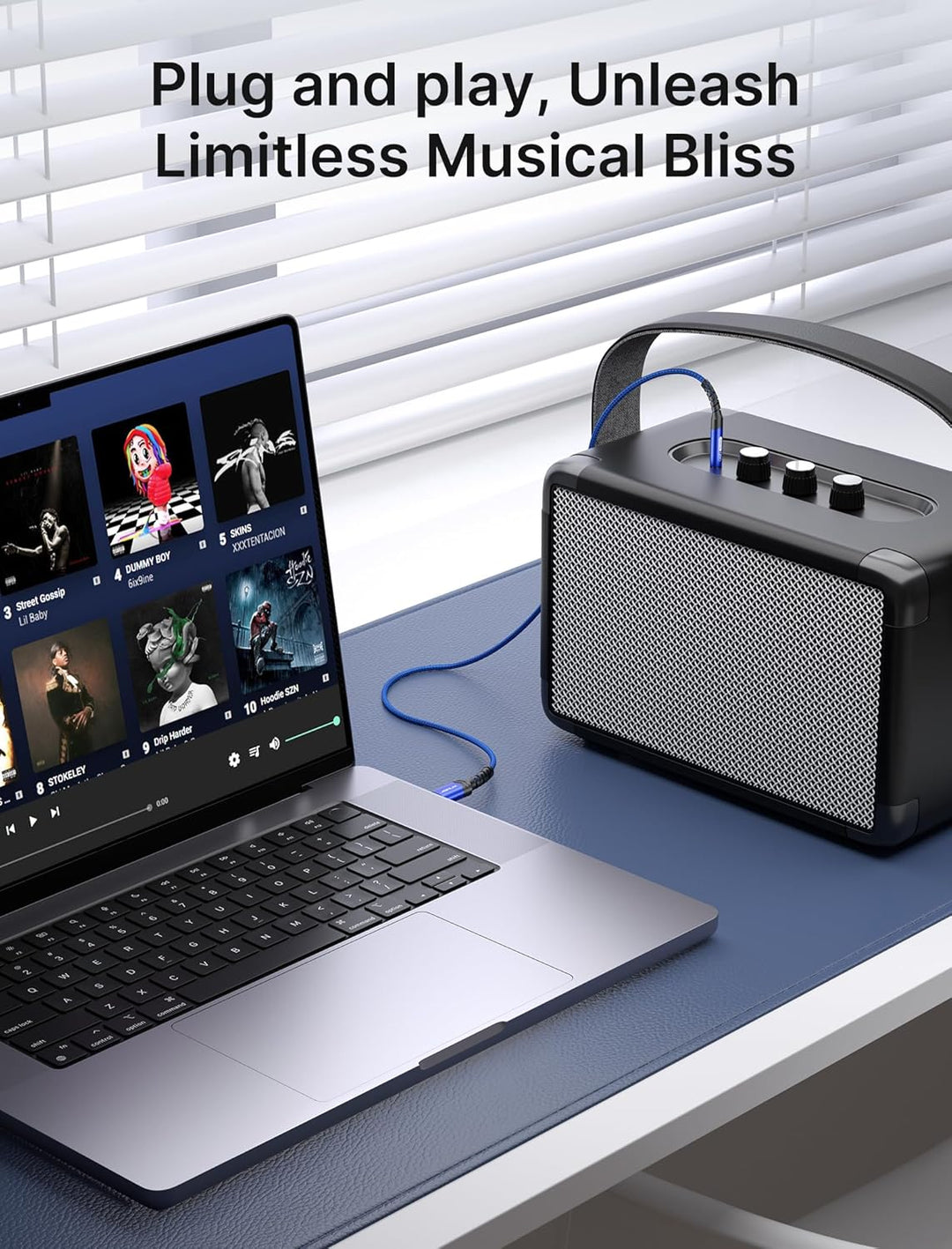 JSAUX USB C auf Klinke AUX Kabel, 2 m, 3,5 mm Klinke, Aux-Auto-Kopfhöreradapter aus geflochtenem Nyl
