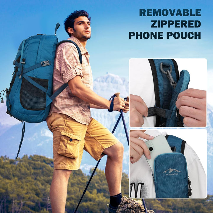 RAINSMORE Wanderrucksack Herren Damen 40L Rucksack Wasserdicht Gross Reiserucksack Leicht Faltbarer
