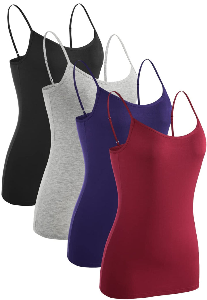 Ymmchy Damen Unterhemden Leibchen Tank Tops Spaghettiträger Verstellbare 4-Pack M 4-pack Schwarz/Gra