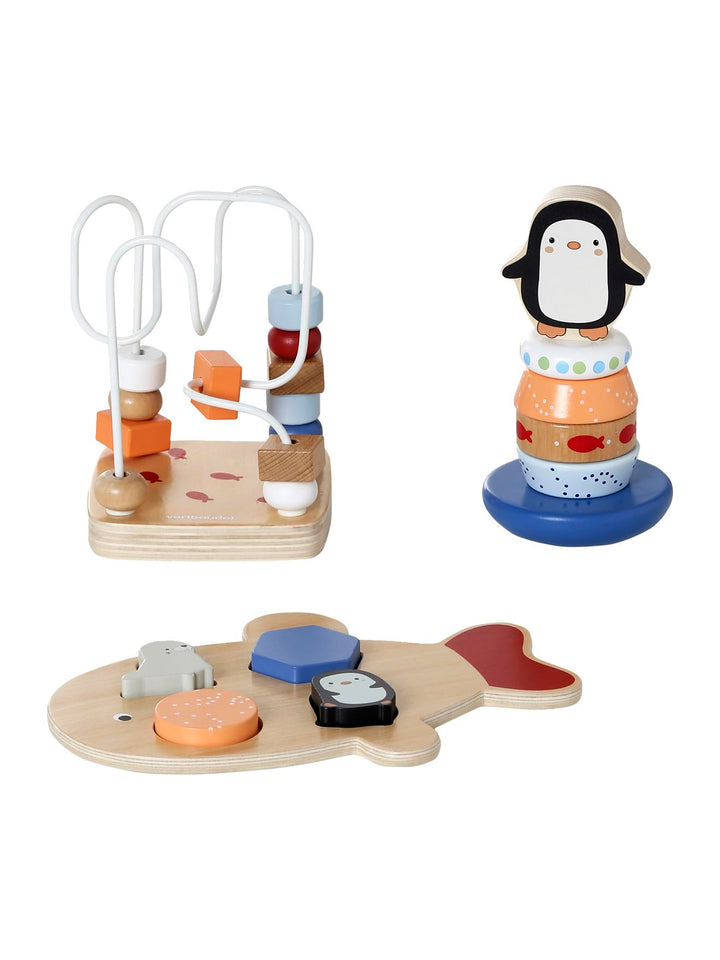 VERTBAUDET Set mit 3 Spielen, Banquise aus Holz, FSC, Weiss, TU, Weiß