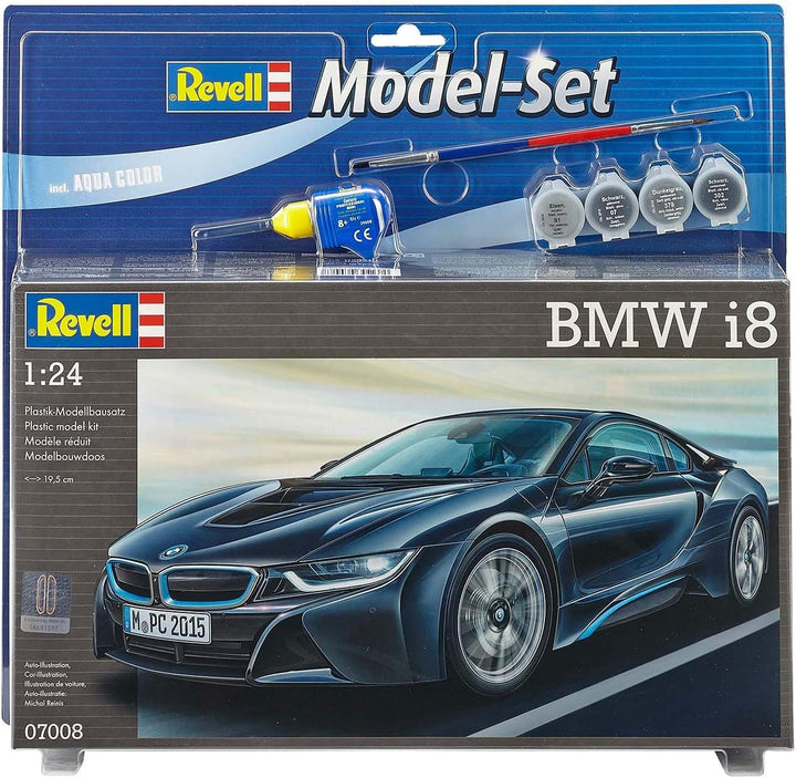 Revell Modellbausatz Auto 1:24 - BMW i8 im Massstab 1:24, Level 4, originalgetreue Nachbildung mit v