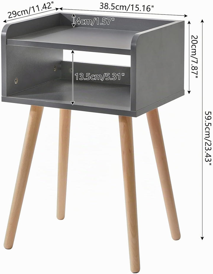 IBUYKE Nachttisch, Schlichter Nachtschrank, Keine Schublade Nachtkommode, Massiv Holz skandinavische