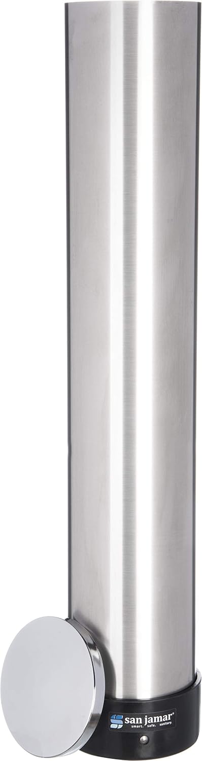 San Jamar C3400P Edelstahl Getränkebecher aus Pappe zum Herausziehen, Bechergrösse, 350-710 mL, Rand