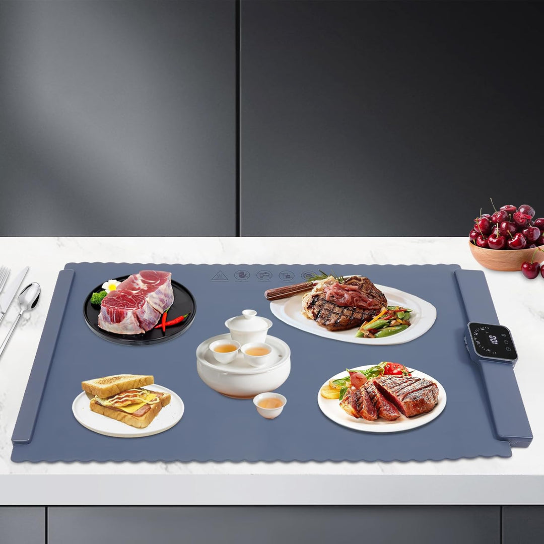 Warmhaltematte für Speisen mit Touchscreen Bedienung 5 Temperaturstufen | 4 Std Timer mit Kindersich