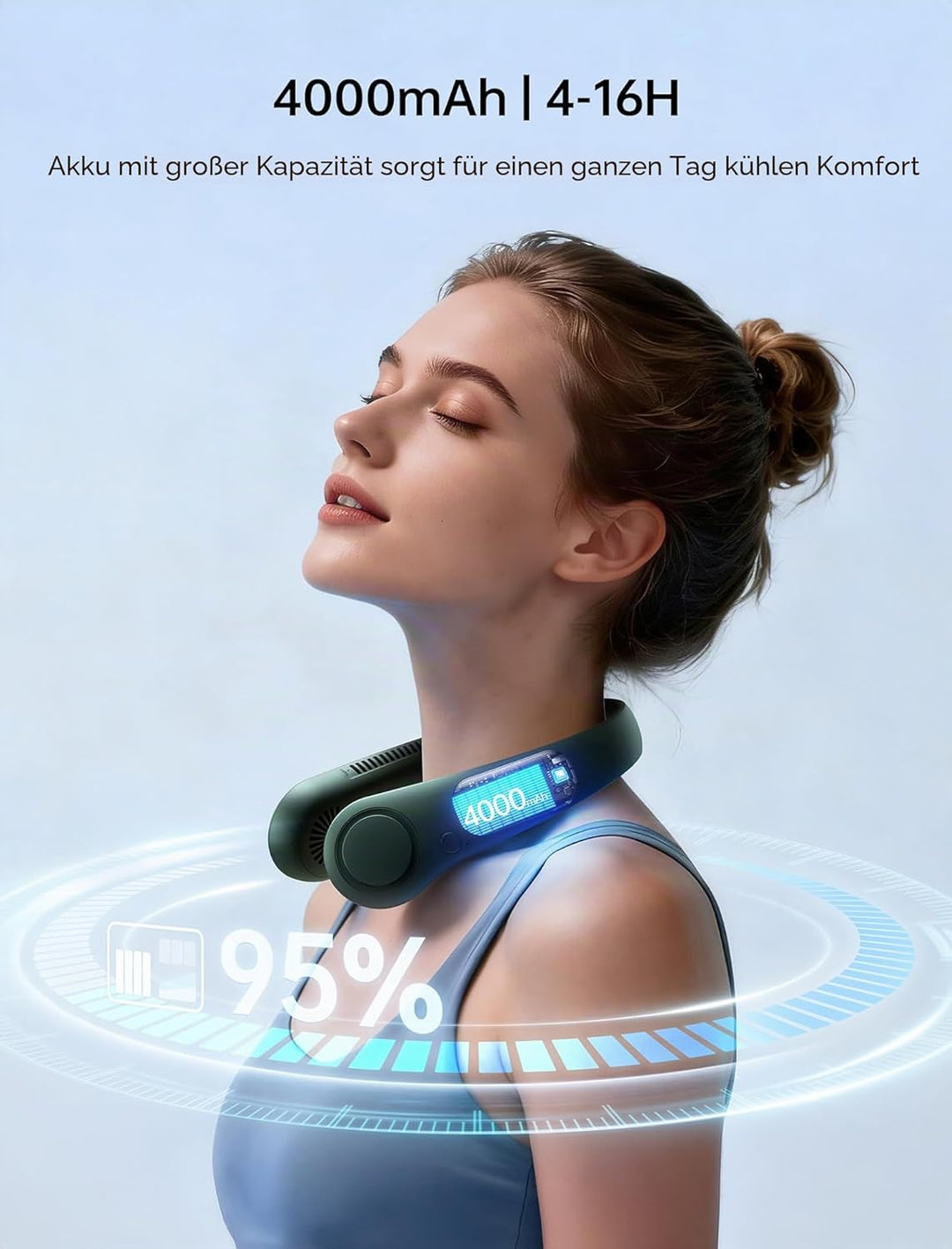 JISULIFE Tragbarer Hals-Ventilator, Hands Free Bladeless Fan, 4000 mAh Batteriebetriebener Persönlic