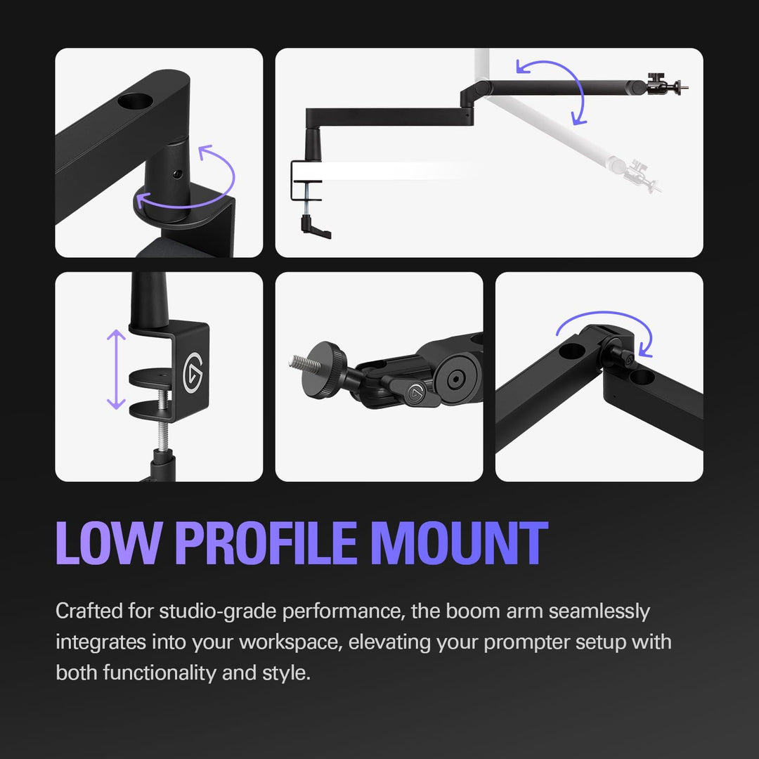 Elgato Prompter/Schwenkhalterung-Bundle – Premium-Teleprompter + Low Profile Arm, kompatibel: DSLR,
