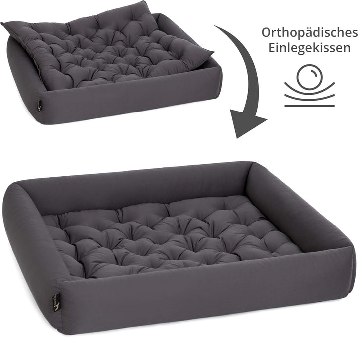 Doctor Bark Pointer | Hundebett mit Hundekissen - orthopädisch, waschbar, bequem (XXL - 100x90 cm, A