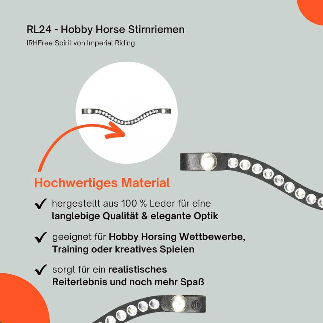 RL24 - Hobby Horse Stirnriemen IRHFree Spirit von Imperial Riding – Steckenpferd Stirnband aus Leder
