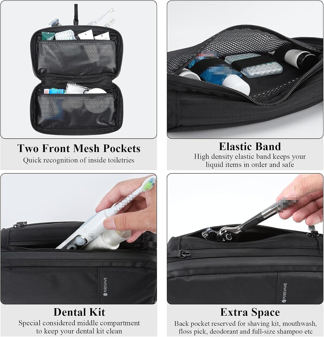 Purevave Kompakte Herren Kulturbeutel zum Aufhängen, Herren Dopp Kit für Reisen, wasserdicht, Waschb