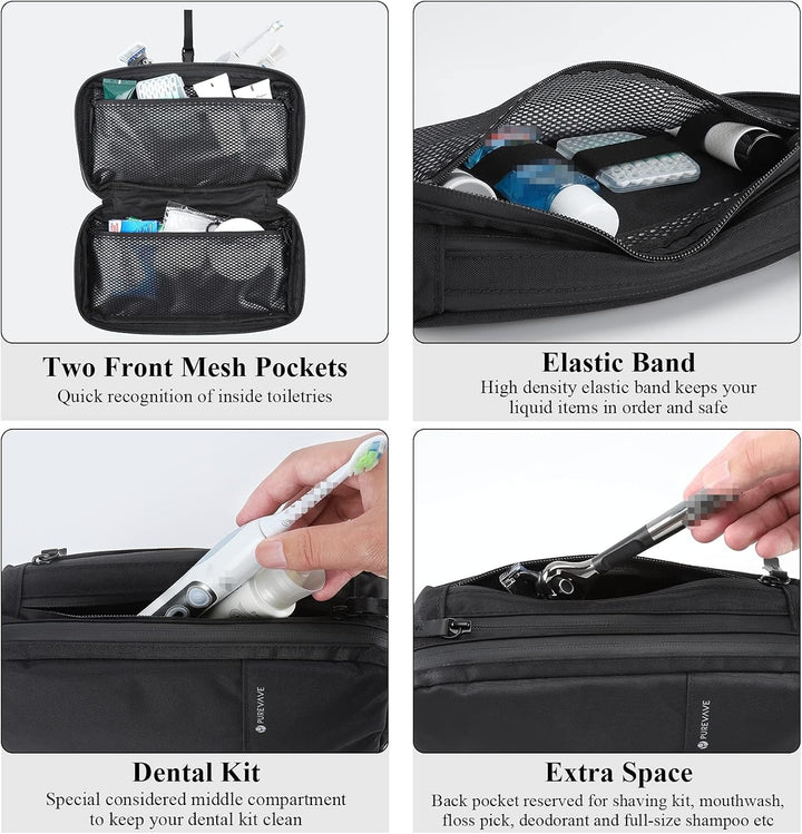 Purevave Kompakte Herren Kulturbeutel zum Aufhängen, Herren Dopp Kit für Reisen, wasserdicht, Waschb