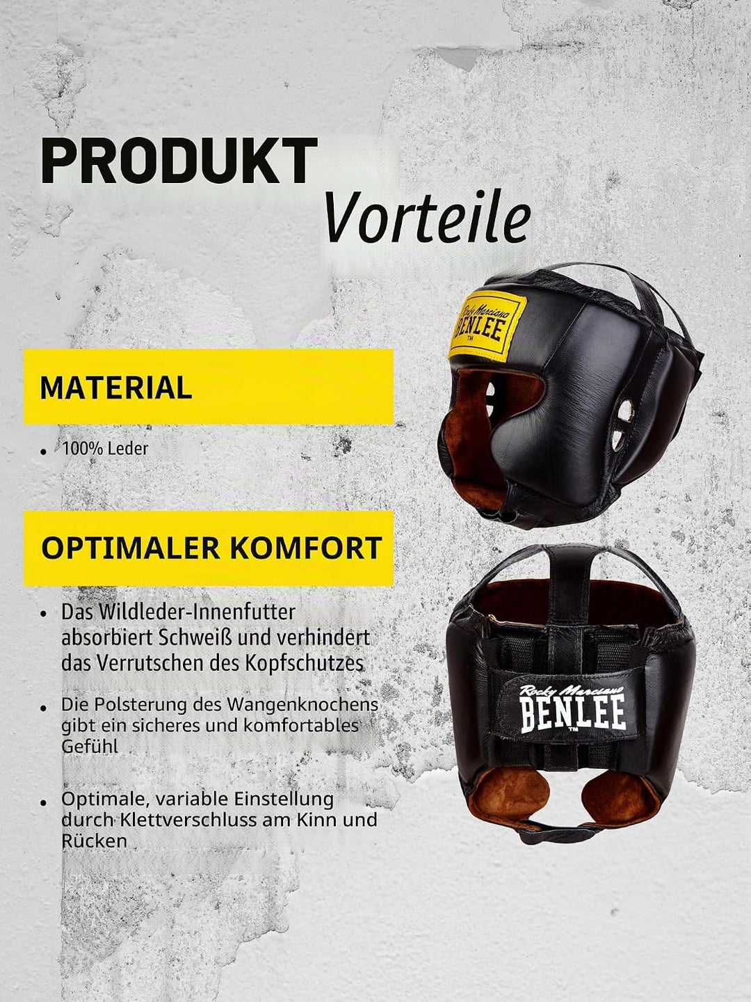 BENLEE Kopfschutz aus Leder Tyson S/M Schwarz, S/M Schwarz