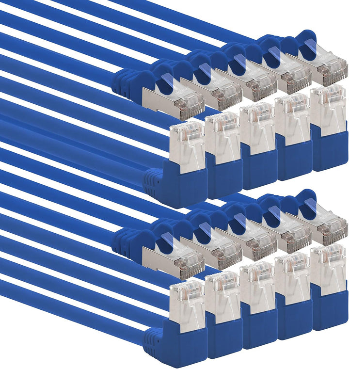 1aTTack.de 366267 Cat.6 Netzwerkkabel Winkel 90 Grad 10m - blau - 10 Stück - Cat6 Patchkabel (SFTP P