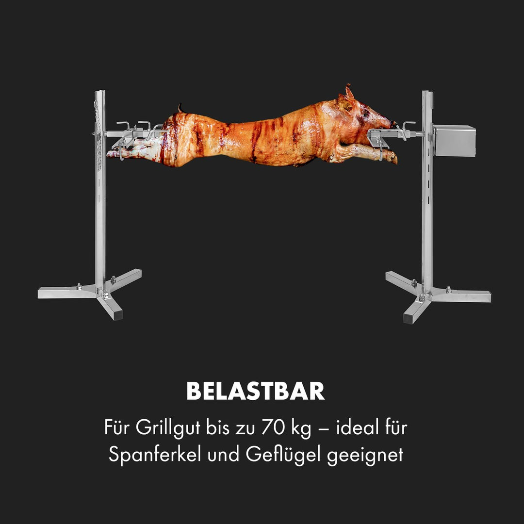 Klarstein Rotisserie Grill Mit Motor, Elektrischer Drehspiess, Grosser Spiessgrill für Hähnchen & Sp