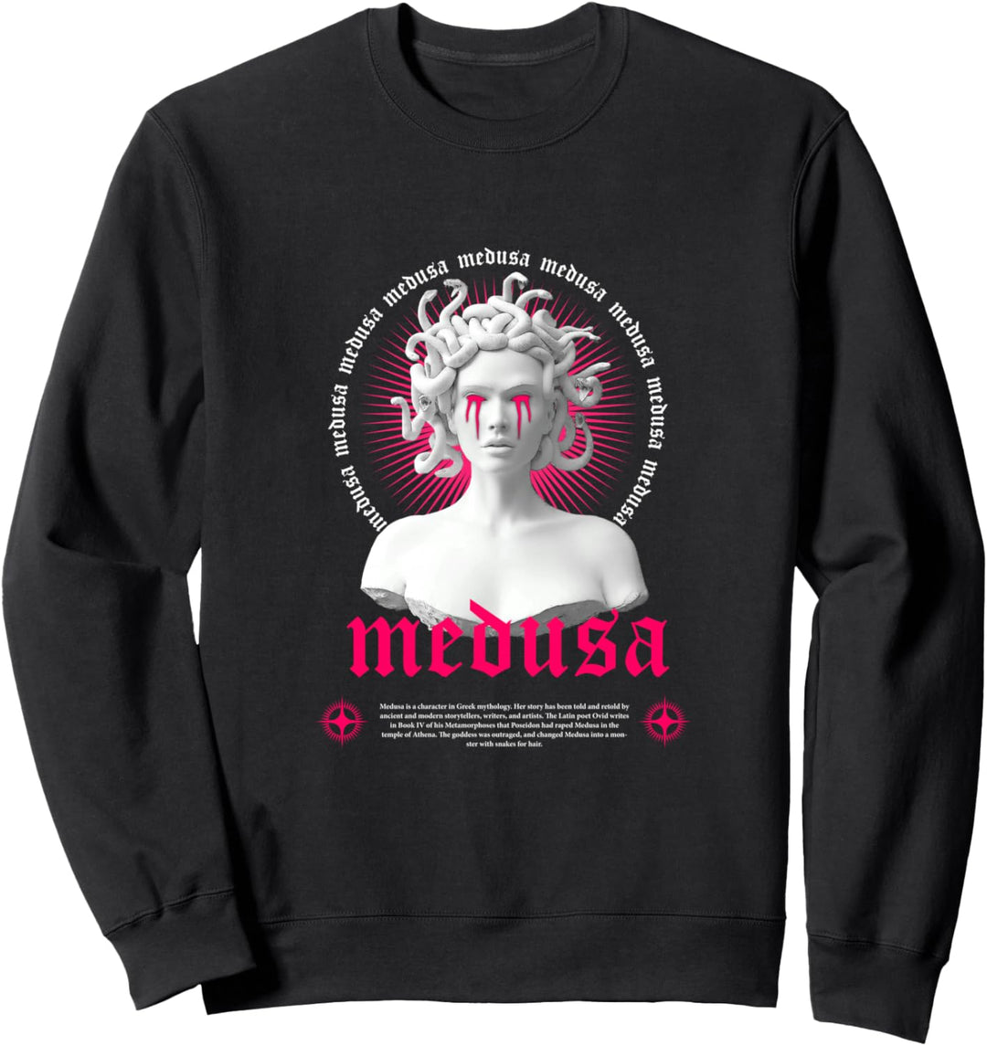 Medusa Sculpture Greek - Sad Aesthetic Edgy Streetwear Sweatshirt