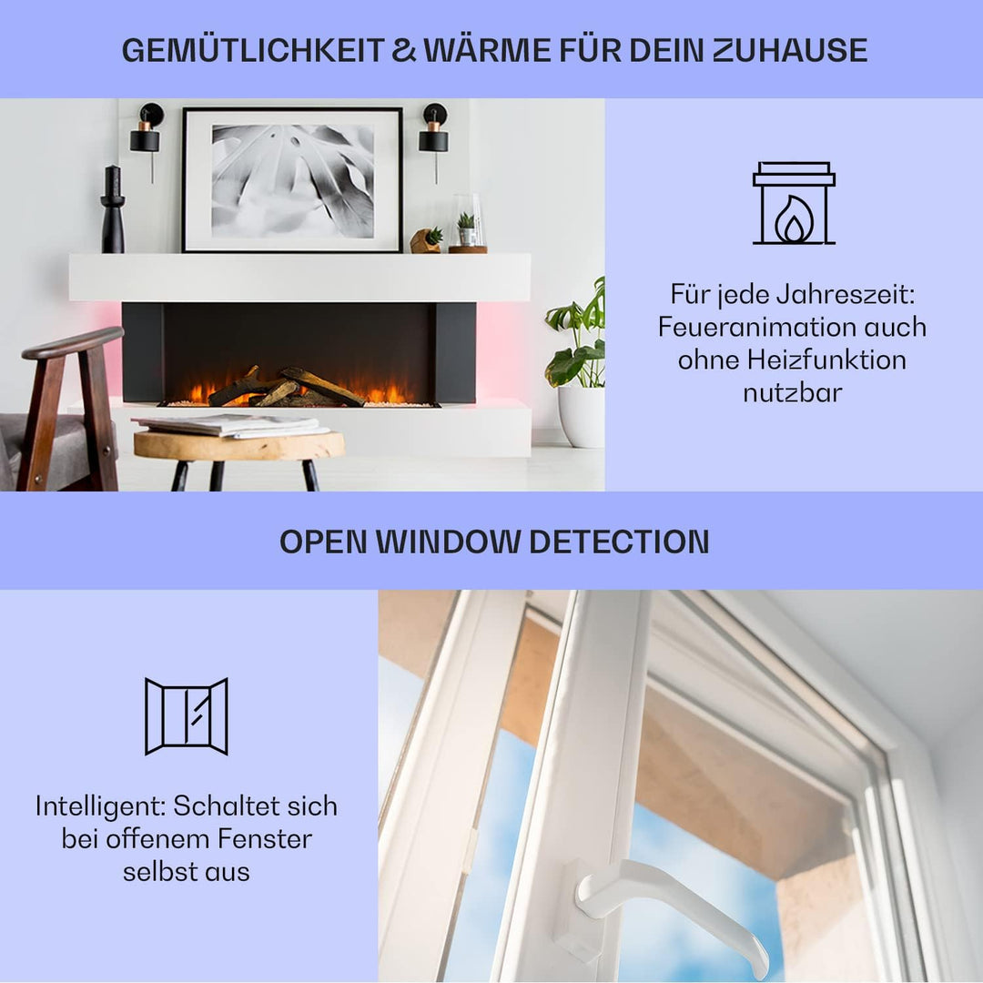 Klarstein Elektrokamin, Elektro Heizungen für Wohnzimmer & Innenräume, Elektrischer Kamin mit LED Fl