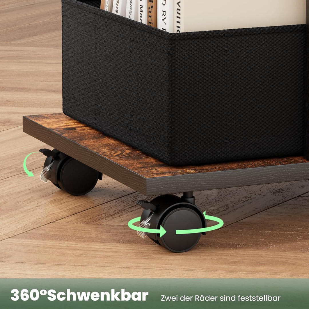 Pamapic Beistelltisch, Nachttisch mit Steckdose, Beistelltisch Schmal, 3 Ablagen C-Form Sofatisch,Co