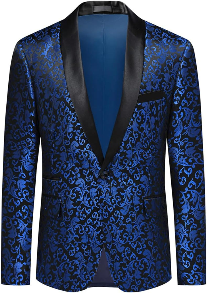 Allthemen Sakko Herren Slim Fit Jacquard Bunte Sakko Casual Blazer Glitzer Smokingjacke Anzugjacke f