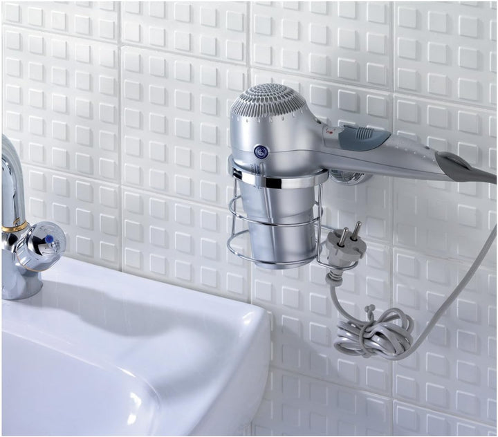 WENKO 18242100 Magic-Loc Haartrocknerhalter Grosseto - Befestigen ohne bohren, Edelstahl rostfrei, 1