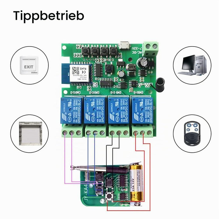 Punxasl 4 Kanal Wirelesssmart Schalter, Motorsteuerung, Trockenkontakt-Relaisschalter, RF433 MHz Tuy