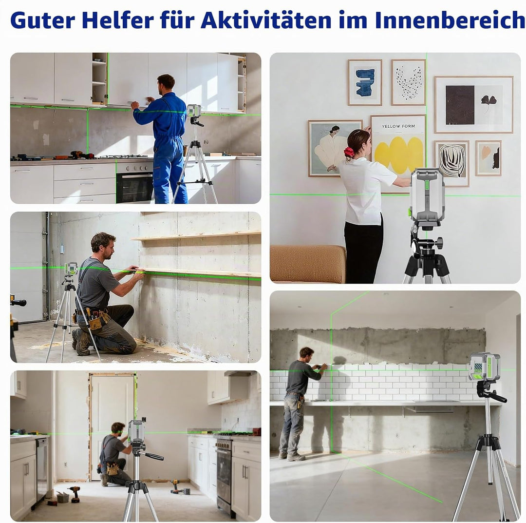 Huepar Pro Nivellierger mit 140 cm Stativ, selbstnivellierend, wiederaufladbar Pulsmode, umschaltbar
