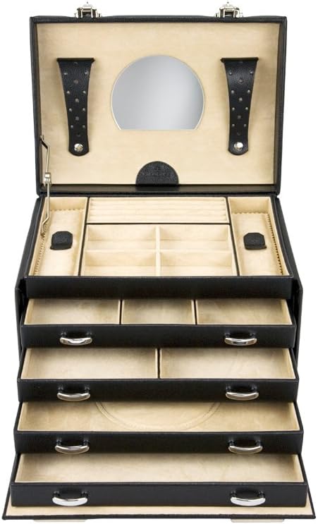 WINDROSE Beluga Schmuckkoffer 26,5 cm Leder Black, Black
