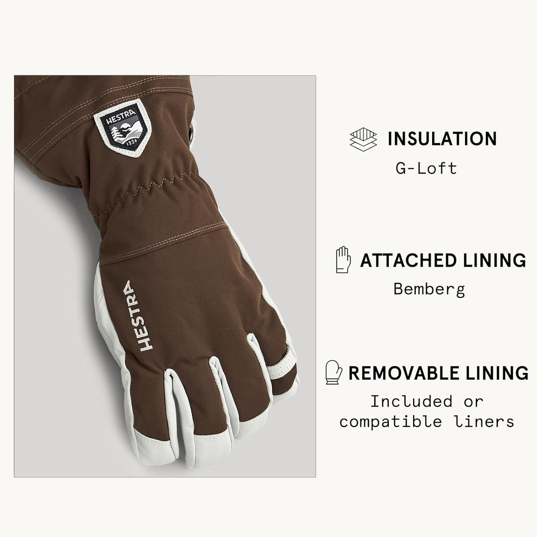 Hestra Heli Ski 5-Finger Handschuhe Skihandschuhe Fingerhandschuhe Damen/Herren - mit Futter, Klettv