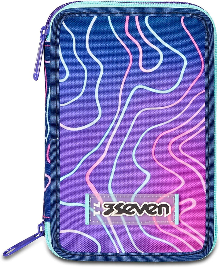 Seven Federmäppchen, Mäppchen, Mehrfarbig, Federtasche für Schreibwaren, Etui mit Stiften, Kugelschr