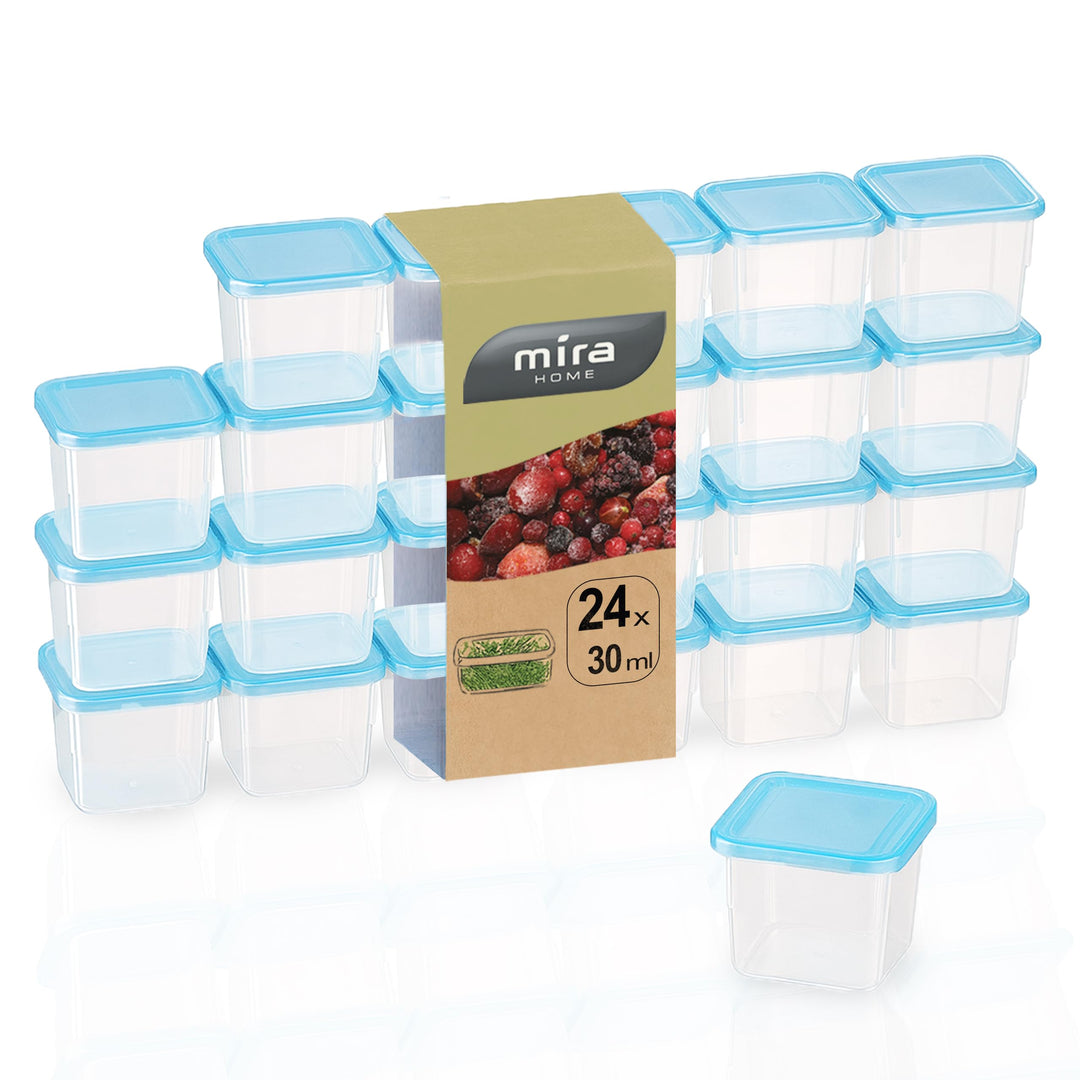 MiraHome Gefrierdosen Set 24x0,03L Durchsichtig Transparent Blau – Perfekt in der Küche zur Aufbewah