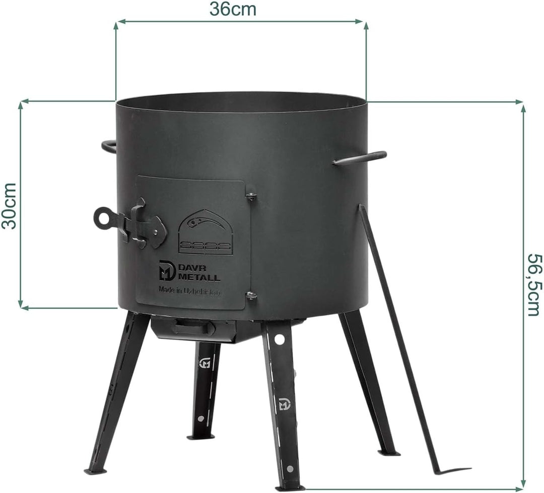 Ø36cm Uchag 2mm stahl Utschak Feuerstelle Utschag Campingofen 8L Kazan WOK Kasan (Runder boden) Feld