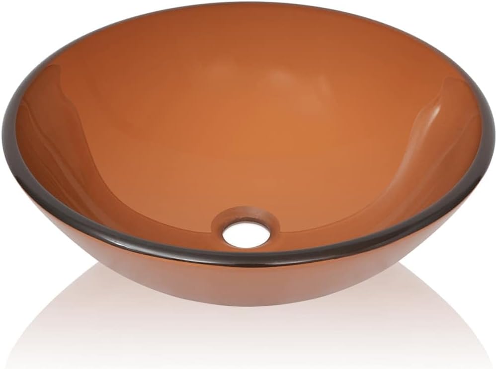vidaXL Waschbecken Hartglas 42cm Braun Aufsatzbecken Waschschale Waschtisch, Braun