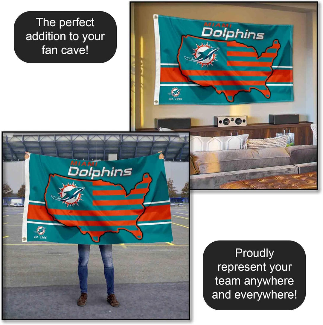 WinCraft Miami Dolphins Nation USA American Country 3x5 Flag