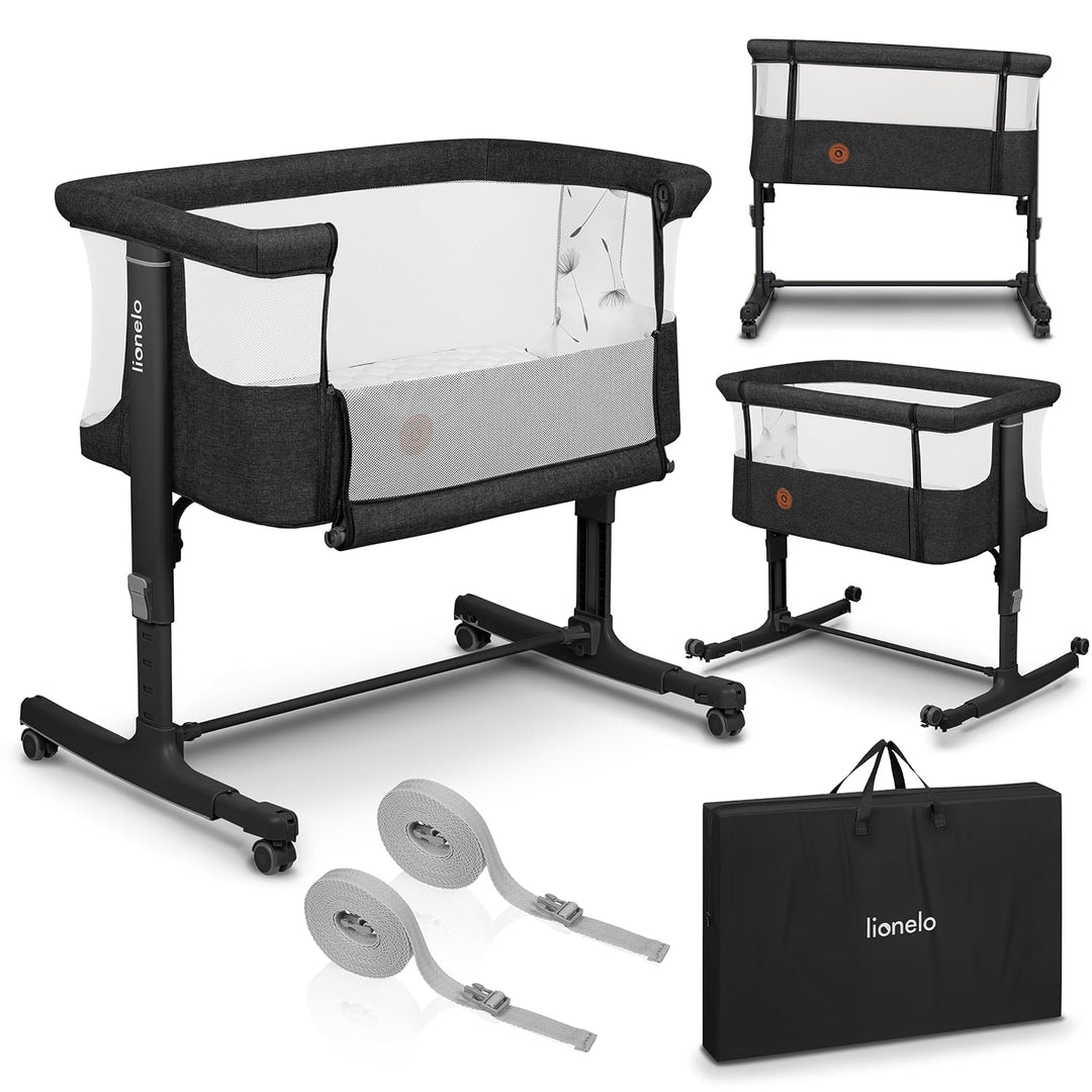 Lionelo Aurora 3 in 1 Babybett bis 9 kg, Beistellbett, Wiege, Höhenverstellug und Einstellung der Ne