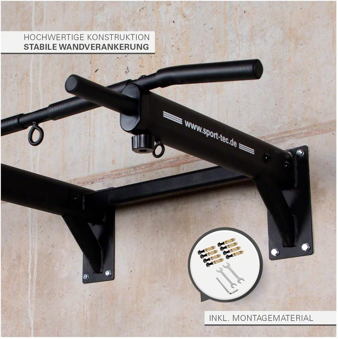 Klimmzugstange zur Wandmontage, Wandreck, Pull Up Reck, 6 gepolsterte Griffe