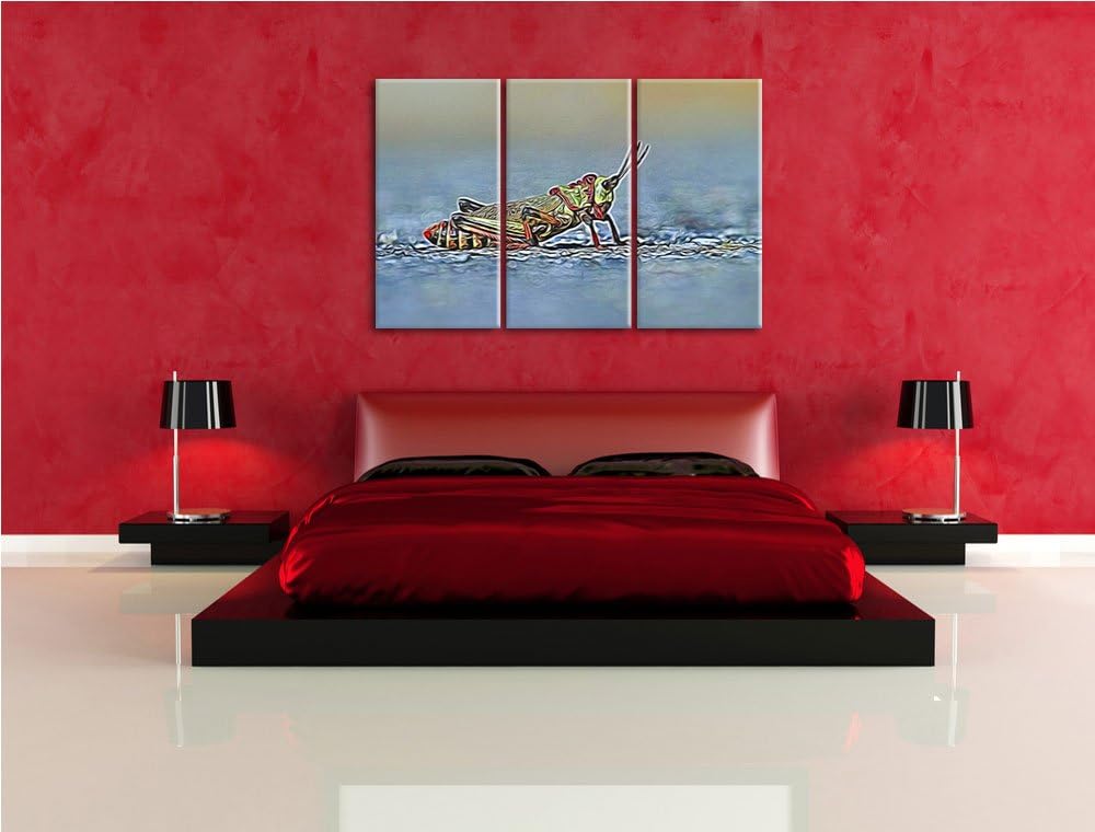aussergewöhnliche Heuschrecke NewArt 3-Teiler Leinwandbild 120x80 Bild auf Leinwand, XXL riesige Bil