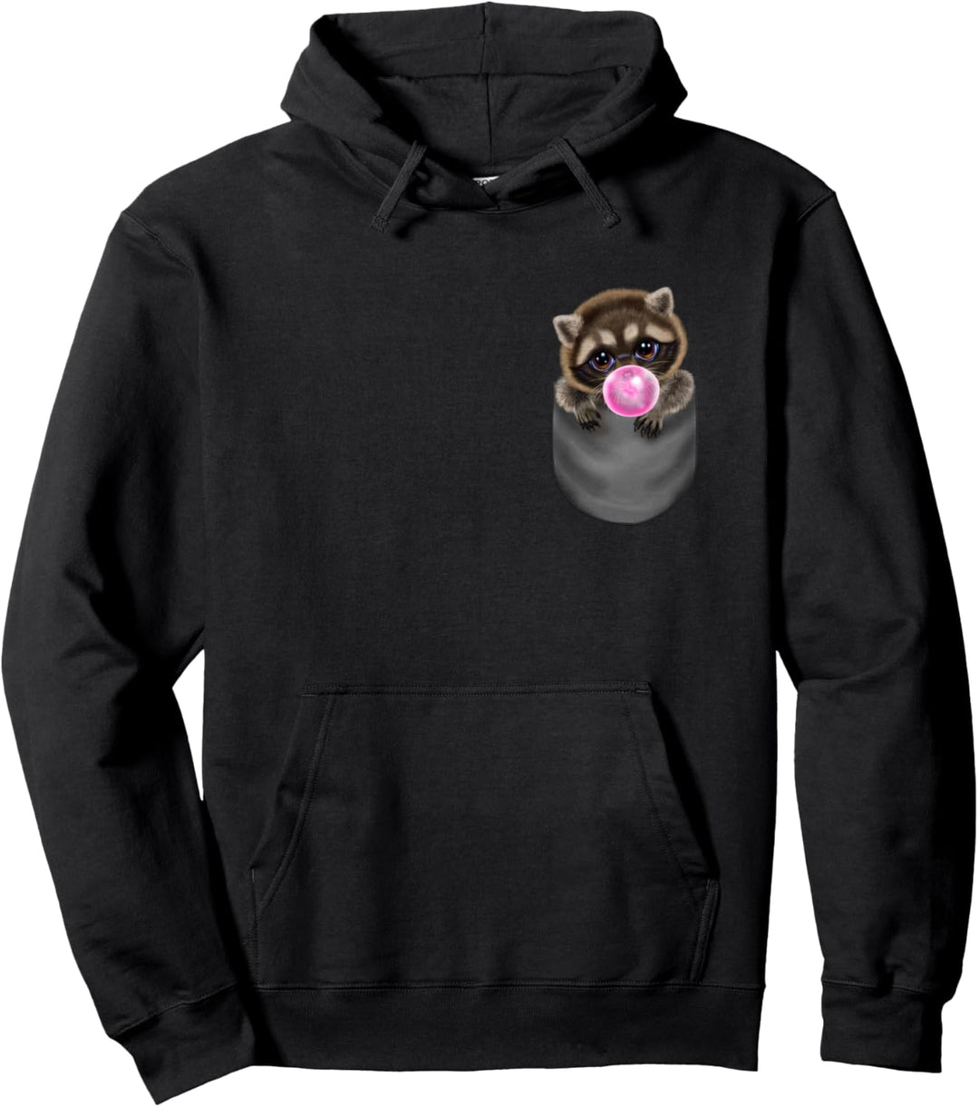 Waschbär mit Kaugummi in der Tasche Pullover Hoodie