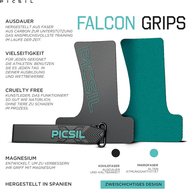 PICSIL Falcon Hand Grips – Profi‑Griffpolster aus Carbonfaser, Chalk‑kompatibel, Handschutz & Griffh