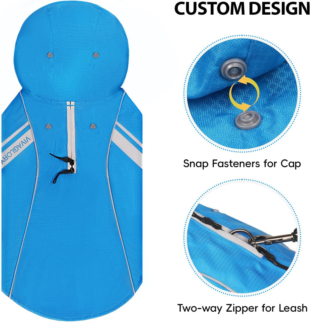 VIVAGLORY Hunderegenmantel für kleine Hunde, einfach an- und ausziehbare Regenbekleidung, reflektier