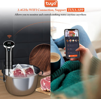 Sous Vide Garer, Wifi Sous Vide Stick 1100W Präzisionskochtopf Immersion Zirkulator mit Temperaturei