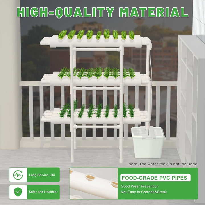 Futchoy Hydroponic Grow Kits 3 Schichten 108 Standorte Gemüse Blumen Hydroponics-System Gemüsewerkze