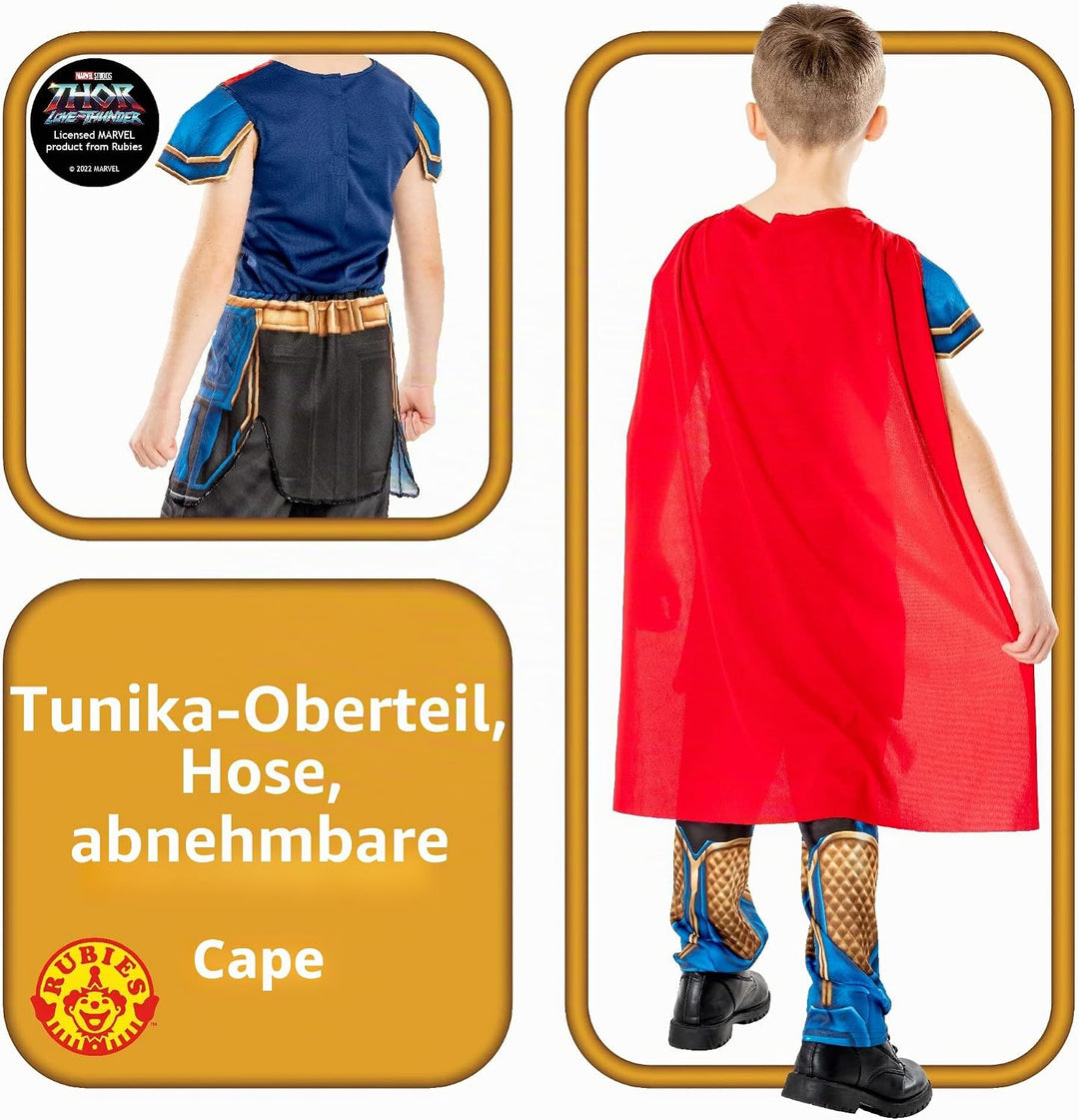 Rubies Offizielles Marvel Thor: Love and Thunder Thor Klassisches Kinderkostüm Alter 5-6 Jahre, 5-6