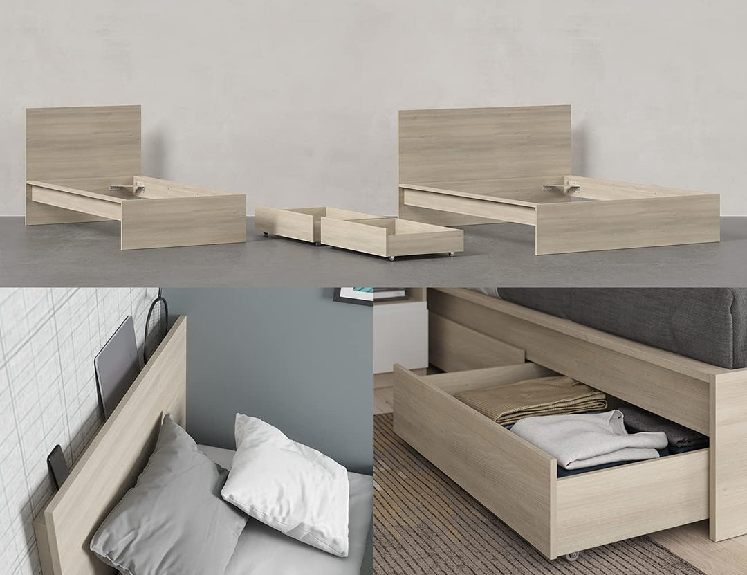Iconico Home MIK Modern, Nachttisch mit Tagesfach und Schublade mit Rollschienen, mit integriertem G