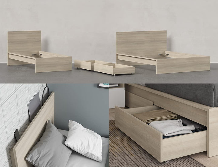 Iconico Home MIK Modern, Nachttisch mit Tagesfach und Schublade mit Rollschienen, mit integriertem G