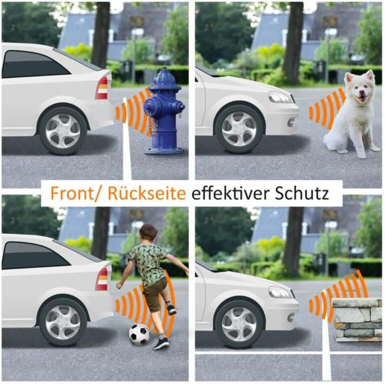 VSG24 Premium Kombi Einparkhilfe mit Display zum nachrüsten am Auto, PDC Parksensoren Vorne Hinten m