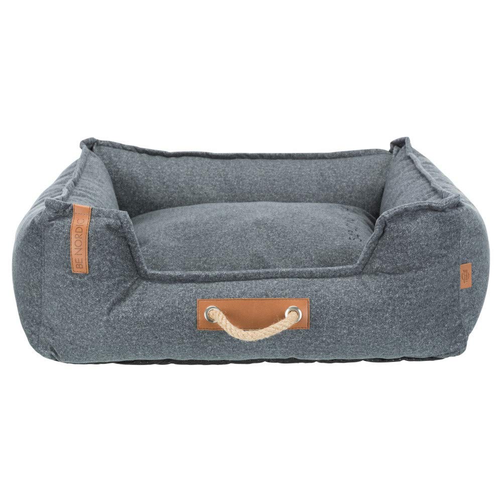 TRIXIE Robustes und hochwertiges Hundebett BE Nordic Bett Föhr Soft, eckig, 60 × 50 cm, grau- 37602