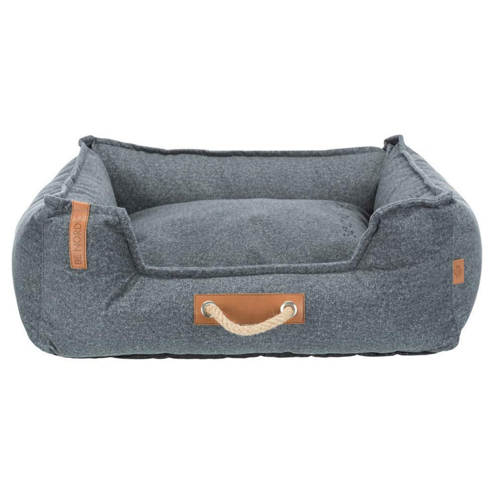 TRIXIE Robustes und hochwertiges Hundebett BE Nordic Bett Föhr Soft, eckig, 60 × 50 cm, grau- 37602