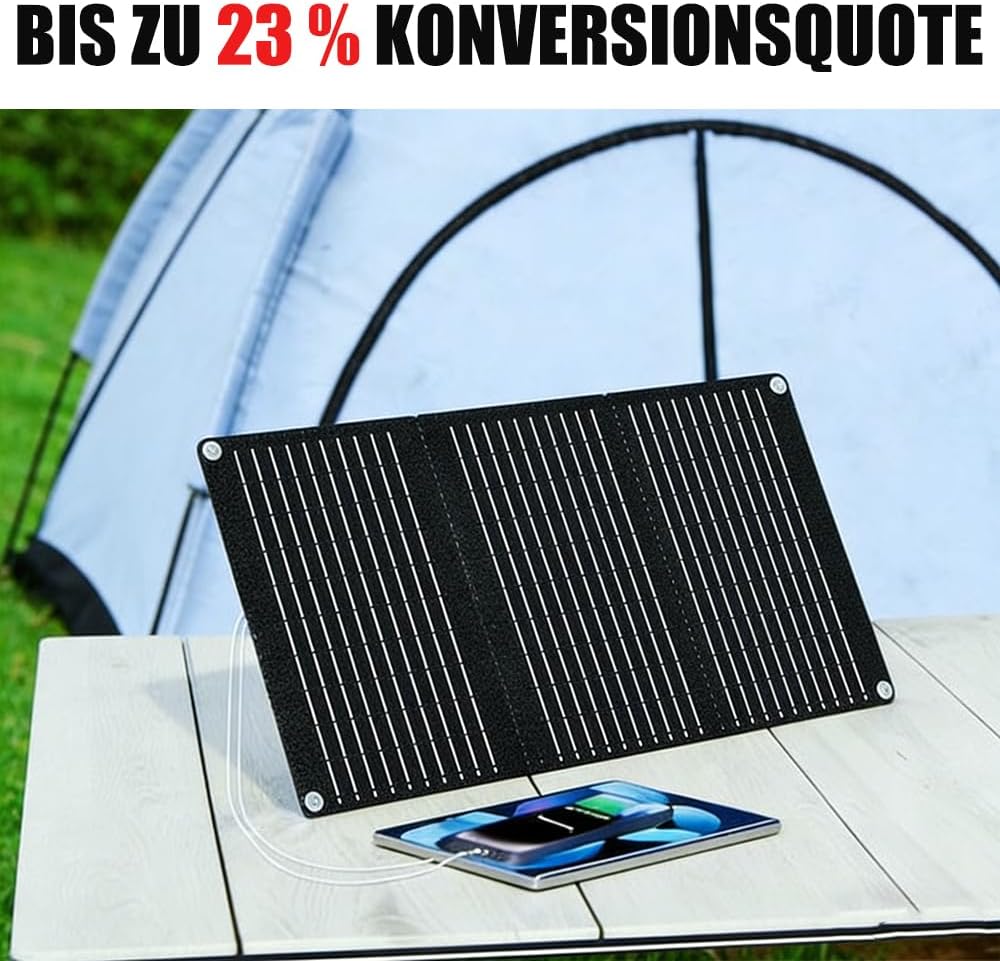 30-W-tragbares Solarpanel mit Typ-C, 23% Umwandlungswirkungsgrad, IP65 wasserdicht, faltbares Solarl