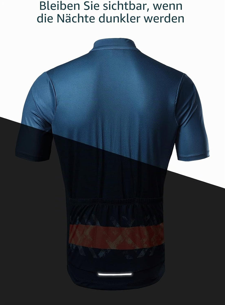 BERGRISAR Kurzarm Fahrradtrikot Herren Radtrikot mit Reissverschluss Taschen Trikots für MTB Mountai